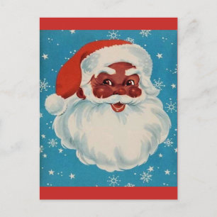 Postal BLACK SANTA CLAUS Cartão de Natal estilo Vintage