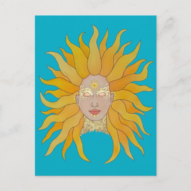 Postal Boho turquoise amarelo-sol cartão inspirado (Frente)