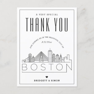 Postal Boston Wedding   Obrigados para o Vindo! Cartão Po