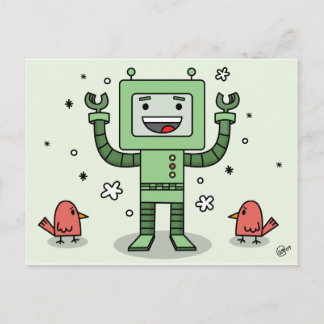 Postal Bot e amigos felizes - cartão