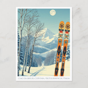 Postal Breuil Cervinia Valtornenche Italia ski Cartão pos