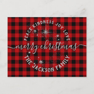 Postal Buffalo Xadrez Silver Script Feliz Cartão de Natal