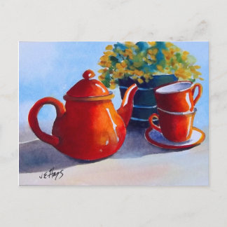 Postal Bule & cartão vermelhos dos Teacups