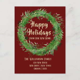 Postal Burgundy   Marsala Novo Lar Feliz Natal Cartão Pos