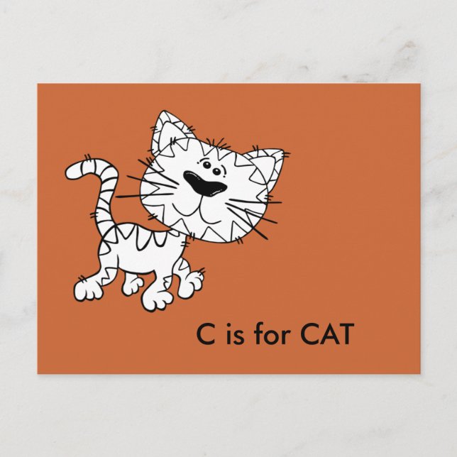 Postal "C" é para o Cartão de Flashcard do Cat Alphabet (Frente)