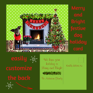 Postal Cachorro Festivo Cachorro Feliz Cartão de Natal Fe