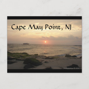 Postal Cape May Point, NJ ao pôr do sol cartão de cumprim