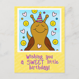 Postal Caracol Fofo Pequeno Cartão de Aniversário Adocica