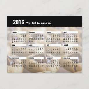 Postal Cartão 2016 do calendário do biscoito