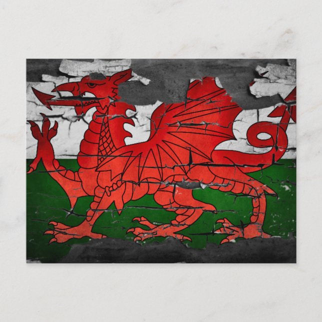 Postal cartão afligido da bandeira de wales (Frente)