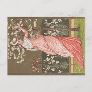 Postal Cartão Antigo de Dia dos Namorados Floral, Era Vit
