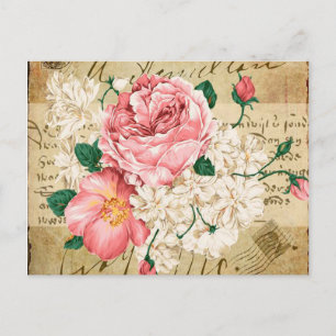 Postal Cartão bonito floral do vintage misturado