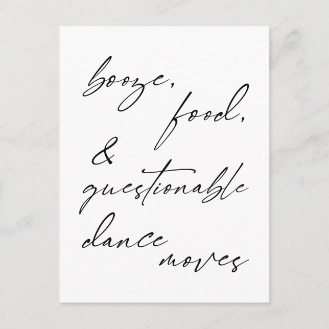 Postal Cartão Booze, Comida e Dança Questionável (Frente)