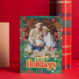 Postal Cartão botânico retrógrado moderno de Natal