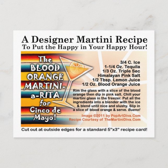 Postal Cartão Cinco de Mayo Blood Orange Martini Margarit (Frente)