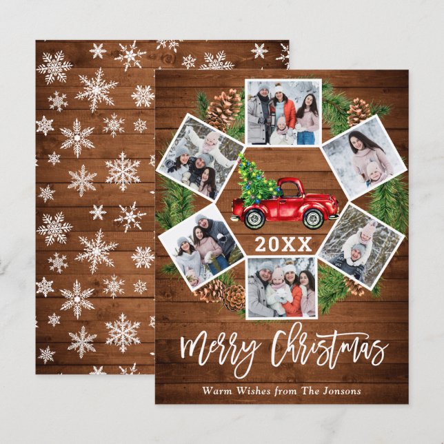 Postal Cartão com fotos 6 da Fazenda Vermelha Retro Natal (Frente/Verso)