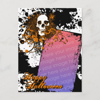Postal cartão com fotos de halloween feliz : crânio de hi