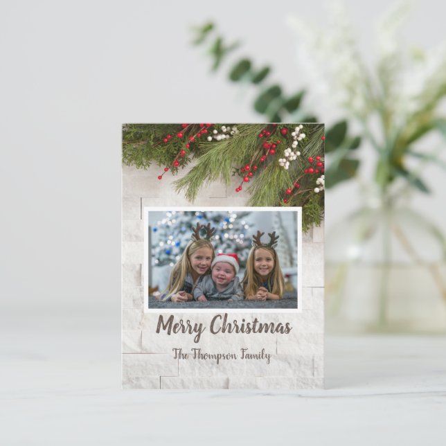Postal Cartão com fotos de Saudação de Natal (Em pé/Frente)