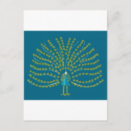 Postal Cartão com ilustração do pavão