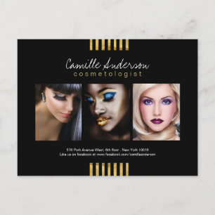 Postal Cartão Comp para Artista Dourado e Preto Moderno
