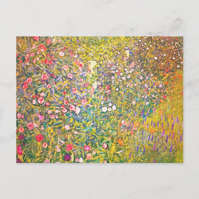 Postal Cartão cor-de-rosa das flores de Gustavo Klimt (Frente)
