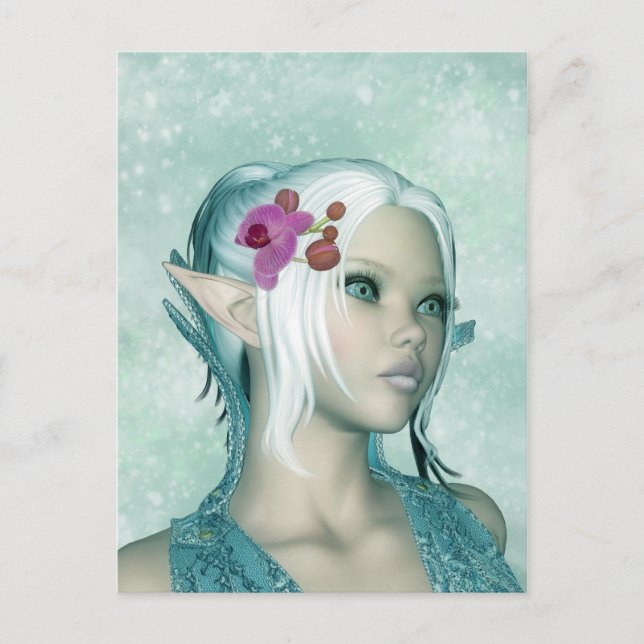 Postal Cartão da arte do duende da fantasia - princesa (Frente)