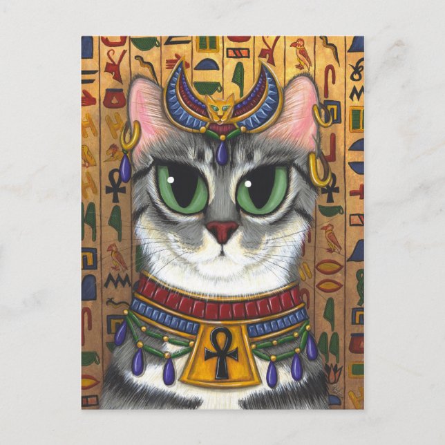 Postal Cartão da arte do gato de Bastet do egípcio da (Frente)