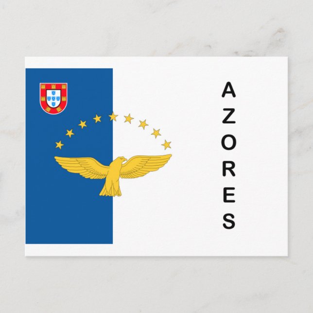 Postal Cartão da bandeira de Portugal das ilhas de Açores (Frente)