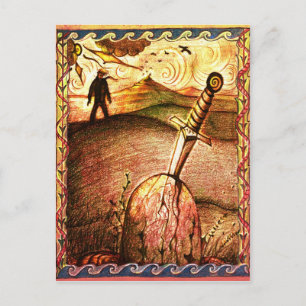 Postal Cartão da espada da arte