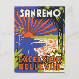 Postal cartão da etiqueta do hotel do sanremo