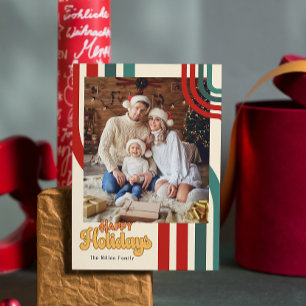 Postal Cartão da família de amigos de Natal de Retro Holi