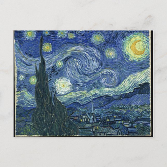 Postal Cartão da noite estrelado de Van Gogh (Frente)