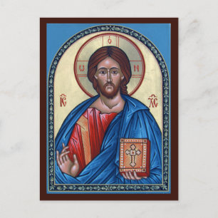 Postal Cartão da oração de Pantocrator do cristo