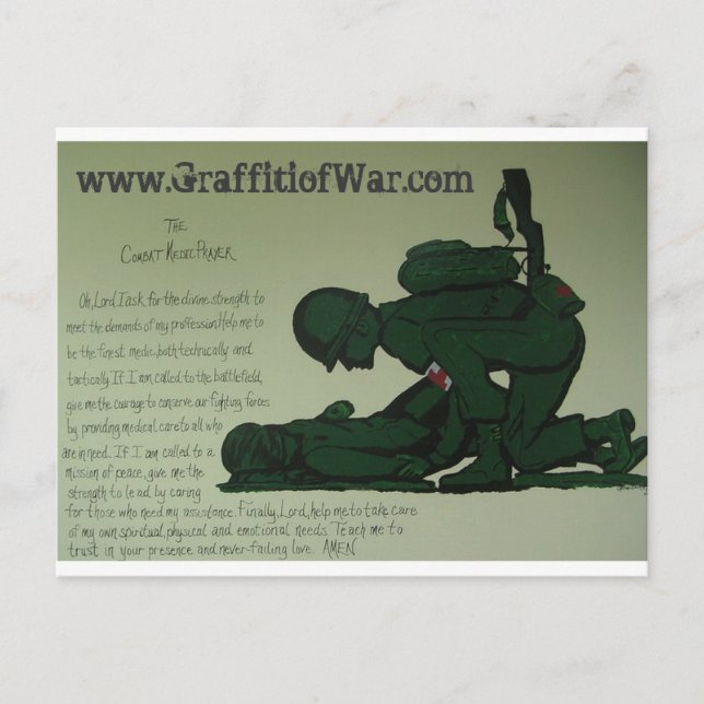 Postal Cartão da oração do médico do combate (Frente)
