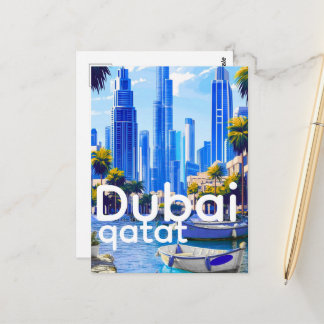 Postal Cartão da Silhueta de Dubai, Marcos da Cidade Mode