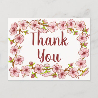 Postal Cartão de Agradecimento Blossoms Border~2