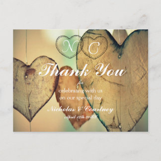 Postal Cartão de Agradecimento Bokeh Hearts