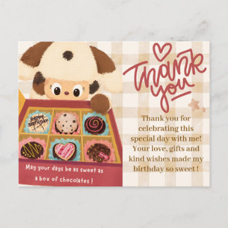 Postal Cartão de Agradecimento Cachorrinho de Chocolate |
