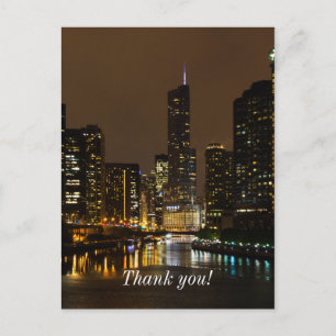 Postal Cartão de agradecimento Chicago River Night Storm