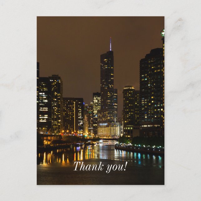 Postal Cartão de agradecimento Chicago River Night Storm (Frente)