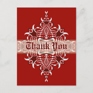 Postal Cartão de agradecimento com emblema fractal vermel