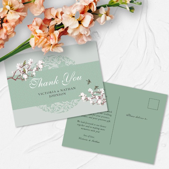 Postal Cartão de agradecimento com estilo chinês em tom d (Criador carregado)