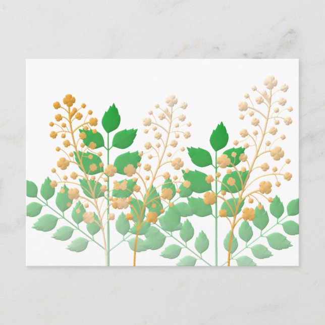 Postal Cartão de agradecimento com flores e folhas do jar (Frente)