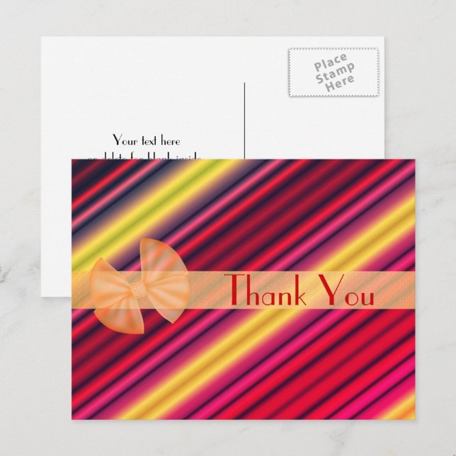 Postal Cartão de agradecimento com padrão listrado colori (Frente/Verso)