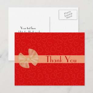 Postal Cartão de agradecimento Corações Vermelhos Minúscu