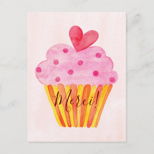 Postal Cartão de agradecimento Cupcake - Obrigado (Frente)