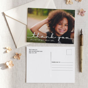 Postal Cartão de agradecimento de aniversário com foto e