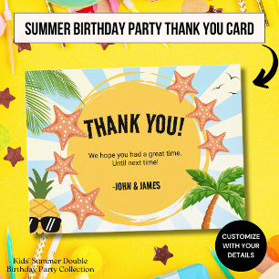 Postal Cartão de agradecimento de aniversário duplo de cr