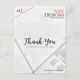 Postal Cartão de Agradecimento de Arquiteto com Design de