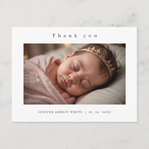 Postal Cartão de Agradecimento de Bebê com Foto e Nome Mo